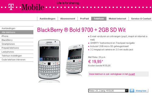 White BlackBerry Bold 9700