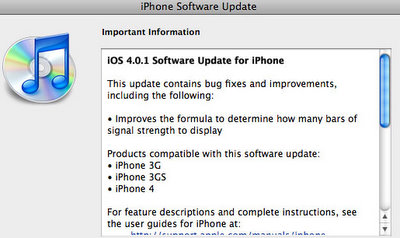Iphoneupdate on Iphone Ios 4 0 1 Update Now Available For Download In Itunes   Social