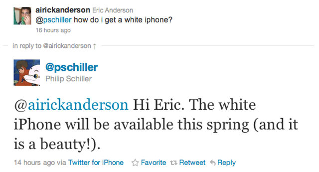 Weisses iPhone im Frühling: Tweet von Phil Schiller