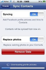 facebook iphone sync