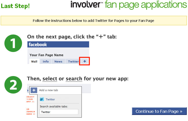 twitter tab facebook fan page 2