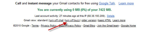 turn off google buzz