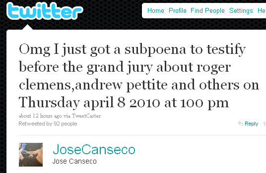 canseco subpoena twitter