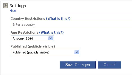 facebook fan page settings