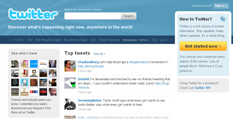 twitter new homepage