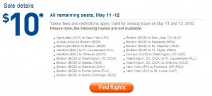 jetblue 10 fare sale