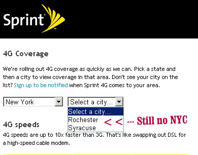 sprint 4g coverage new york city