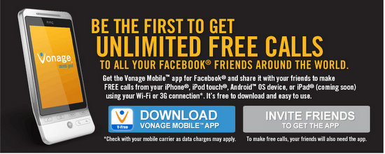 vonage facebook free call app