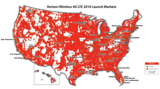 verizon 4g lte coverage map