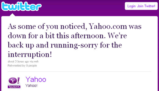 Yahoo Goes Down Server Hangup Message Shows On Homepage Smseo