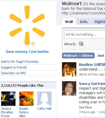 walmart facebook fan page