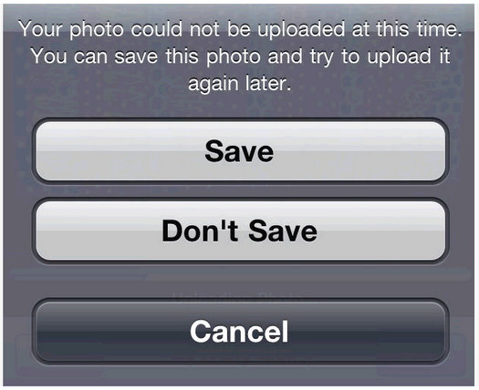 problem uploading photos via facebook iphone app