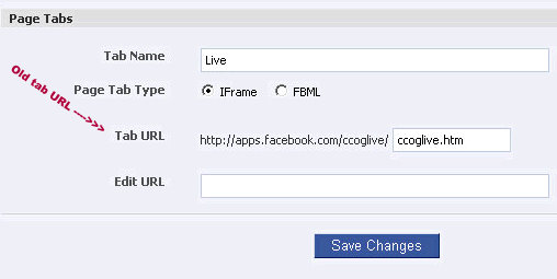 old facebook fan page iframe tab url