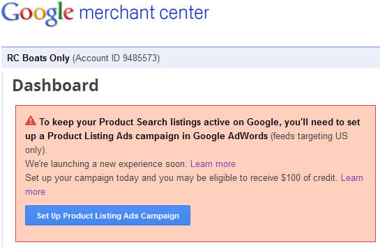 google commerce adwords linked