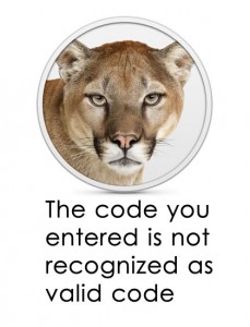 mountain lion invalid code license