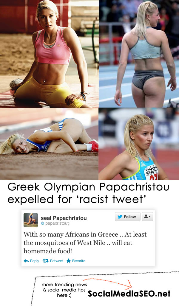 racist tweet greek olympian voula papachristou