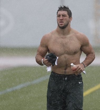 tim tebow shirtless rain picture