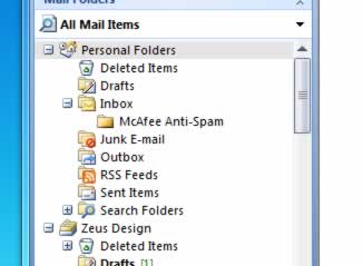 mcafee anti spam folder outlook