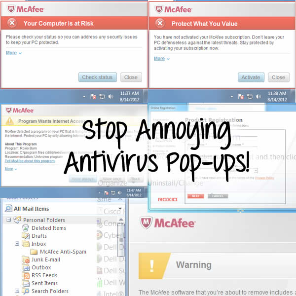 stop annoying antivirus popus