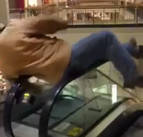 helicopter escalator prank fail video