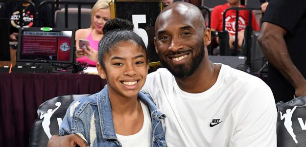 Kobe Bryant and Daughter Gianna at a game