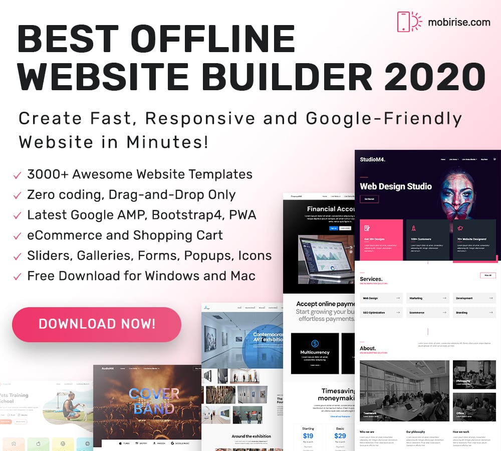 20 web design tools mobirise