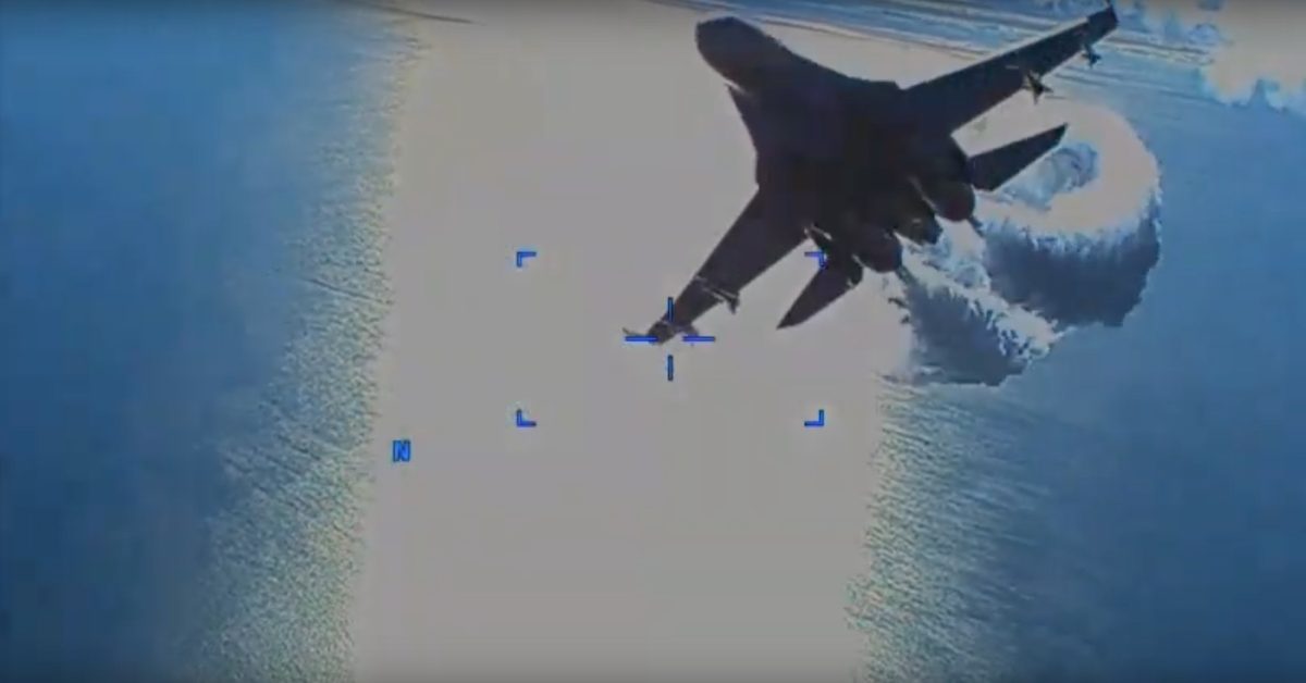 russian jet us drone collision video