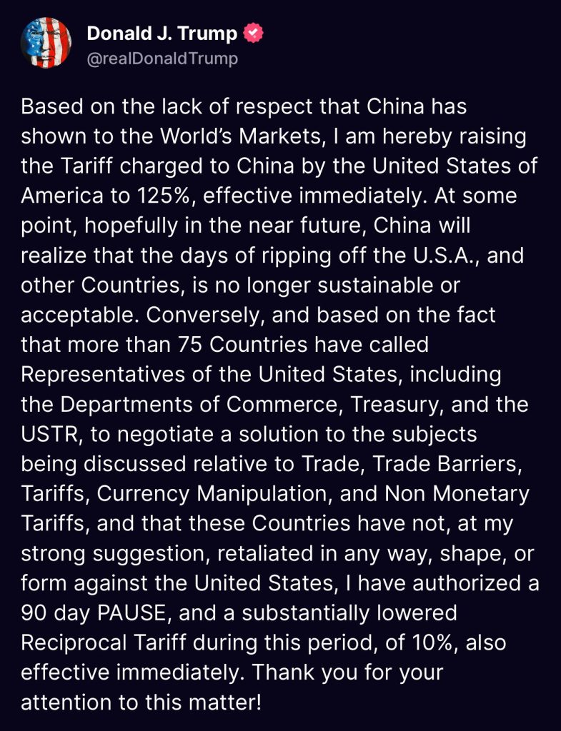what does 125 tariff mean today